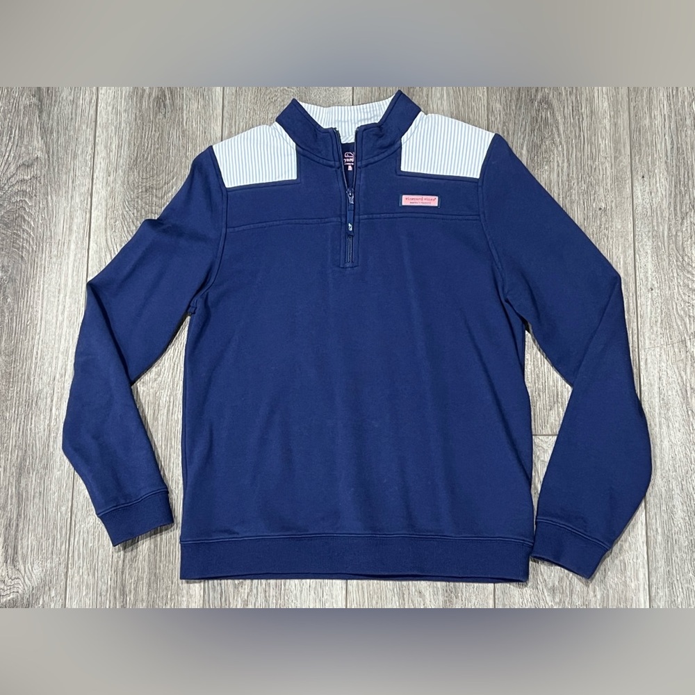 Vineyard Vines Martha's Vineyard Quarter Zip Pullover Sweater Navy Boys XL (18)